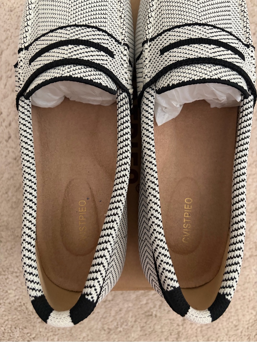 CVISTPIEO NIB Women's Black White Loafers Size 10 Cushioned Comfort Round Toe - Picture 6 of 11